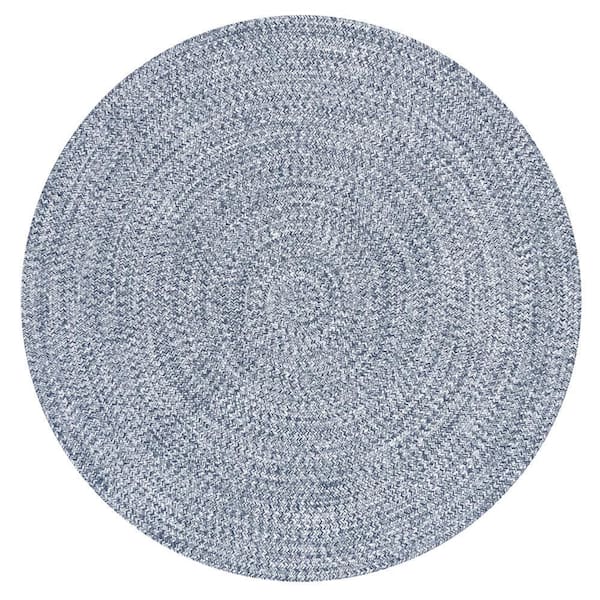 nuLOOM Lefebvre Casual Braided Light Blue 5 ft. Indoor/Outdoor Round Patio Rug