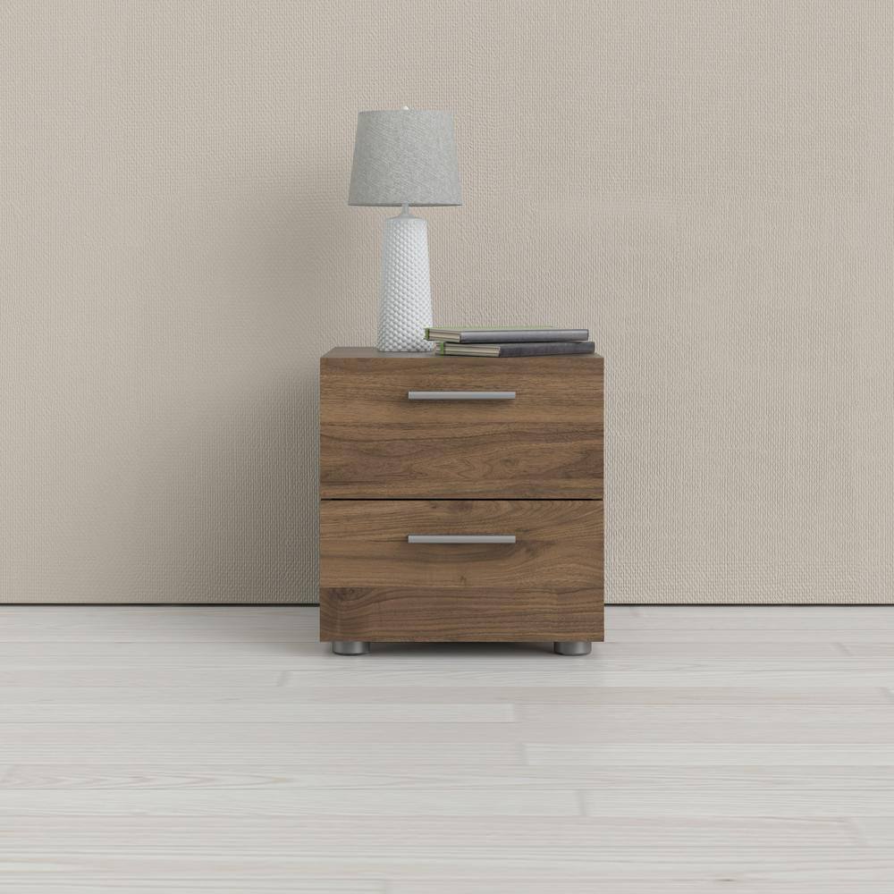 Loft-Style Chic 2-Drawer Nightstand in Walnut