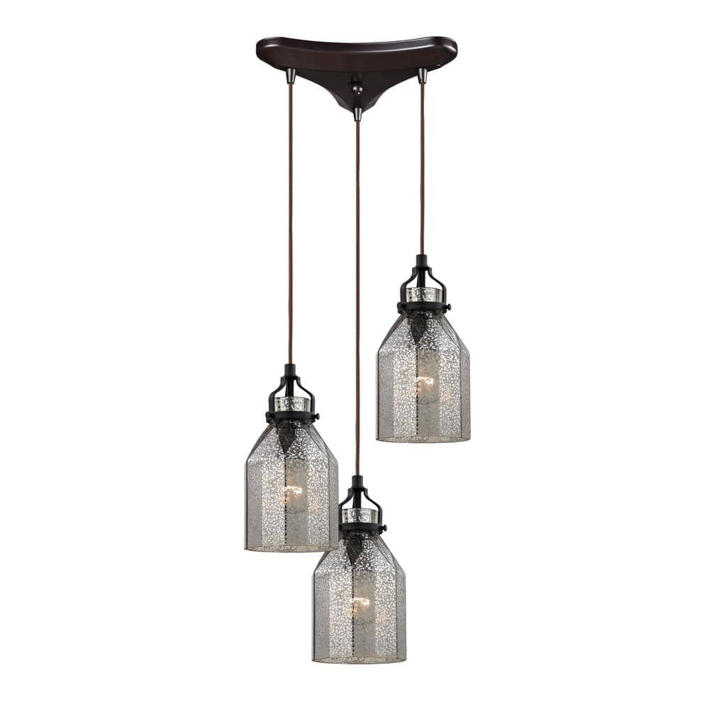 Dales 3-Light Oil Rubbed Bronze Mini Pendant Light with Glass Shade -  Titan Lighting, 46009/3