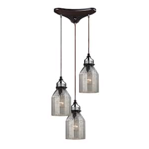 Dales 3-Light Oil Rubbed Bronze Mini Pendant Light with Glass Shade