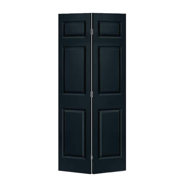 CALHOME 36 in. x 80 in. 6 Panel Charcoal Gray Painted MDF Composite Hollow Core Bi-Fold Closet Door with Hardware Kit