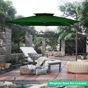 10 ft. x 10 ft. Square 2-Tier Top Rotation Outdoor Cantilever Patio Umbrella with Cover in Dark Green