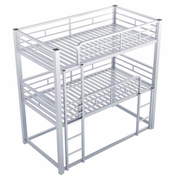 Polibi Silver Metal Twin Size Triple Bunk Bed