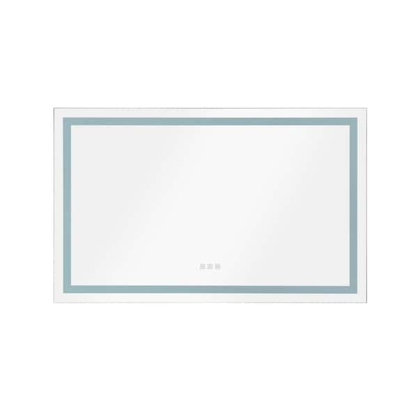 Unbranded 48 in. W x 24 in. H Rectangular Frameless LED Wall Bathroom Vanity Mirror in White