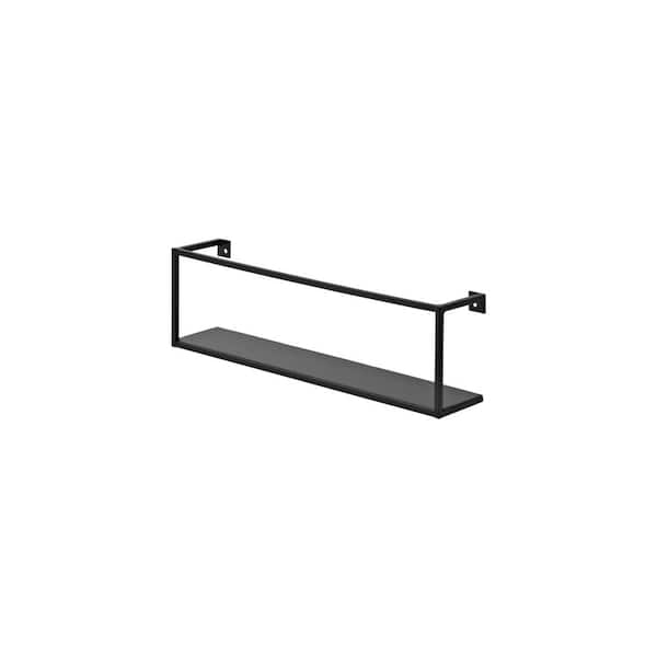 Dolle AQUARIUM 15.7 in. x 3.1 in. x 4.7 in. Black Steel Decorative Wall Shelf with Brackets
