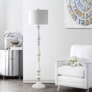 Bessie 62 in. White Candlestick Floor Lamp with Off-White Shade