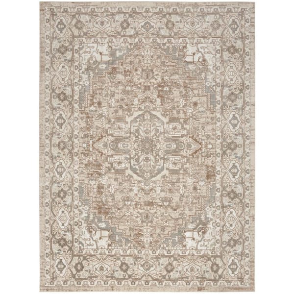 Nourison Concerto Beige 5 ft. x 7 ft. Center medallion Transitional Area Rug