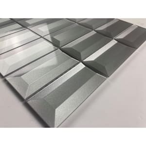 Secret Dimensions Glossy Gray 12 in. x 12 in. Rectangle Mosaic Glass Backsplash Wall Tile (1 Sq. Ft./Piece)