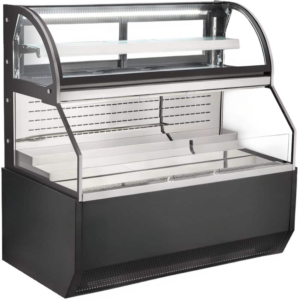 Elite Kitchen Supply 59 in 19.9 Cu. Ft. Auto/Cycle Defrost Commercial NSF Double-Deck Open Display Refrigerated Showcase EC565B-2 in Black