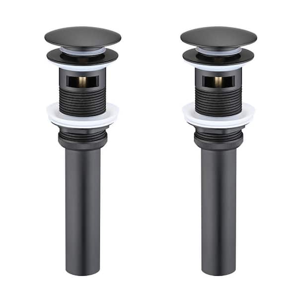 2 Pieces Bathroom Sink Drain with Overflow, Vessel Sink Lavatory Vanity Pop Up Drain Stopper, Matte Black