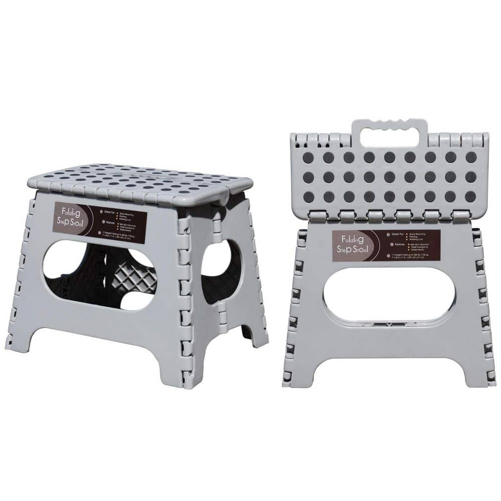 11 in. Reach Non-Slip Plastic Folding Step Stool for Adults or Kids, Holds 