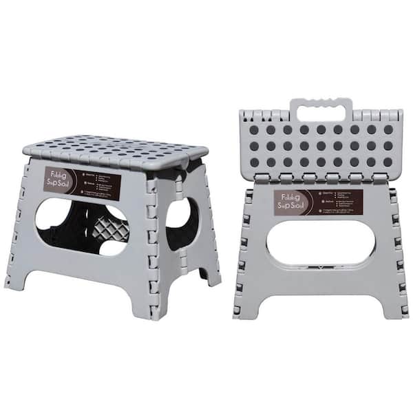Unbranded 11 in. Reach Non-Slip Plastic Folding Step Stool for Adults or Kids, Holds Up to 300 lbs.