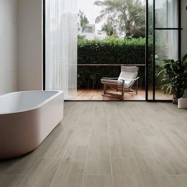 Westwood Liath Gray 8 in. x 24 in. Matte Porcelain Wood Look Floor and Wall Tile (11.97 sq. ft./Case)