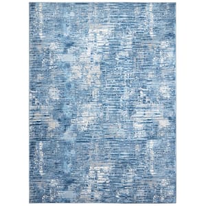 Melrose Lorenzo Blue/Grey 8 ft. x 10 ft. Abstract Area Rug