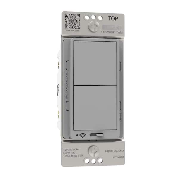 X Series 15 Amp 600-Watt Single-Pole/3-Way Matter Smart Wi-Fi Energy Monitor Rocker Dimmer Light Switch Matte Gray