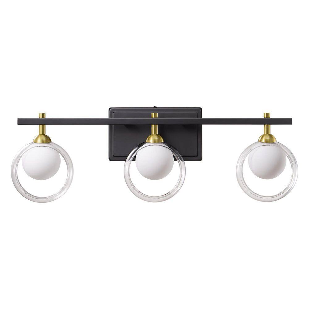 24 in. 3-Light Black Dimmable Vanity Light with Clear Glass Shade price history on PriceWatchPro