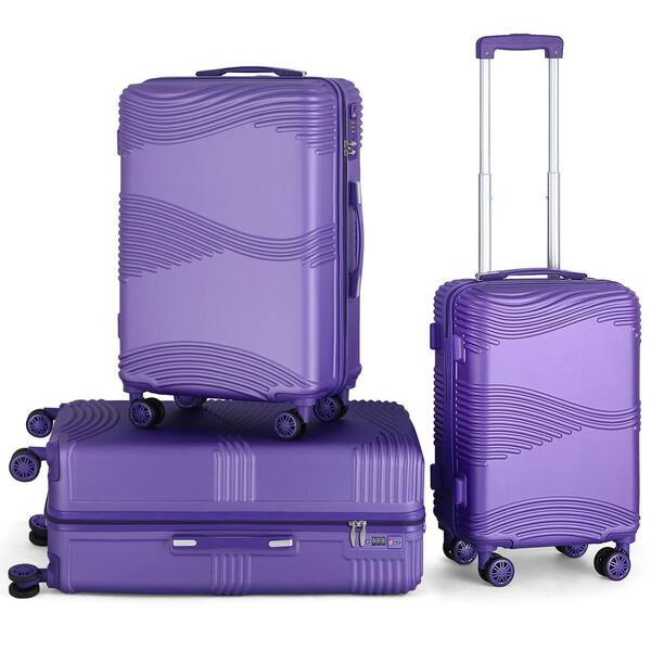 HIKOLAYAE 3 Piece Luggage Set with Luxe Sherpa Blanket Purple with Purple 121PUP SHER PU The Home Depot