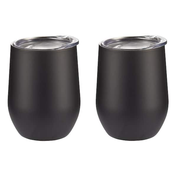 Vino 9 oz. 2-Piece Black Matte Double Wall Insulated Wine Mug