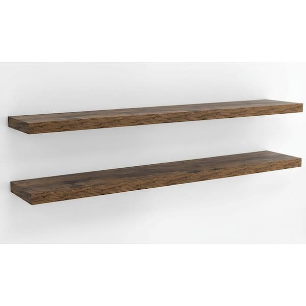 72 in. W x 8 in. D Rustic Brown Floating Shelves Decorative Wall Shelf for Bedroom Kitchen 2 Pack