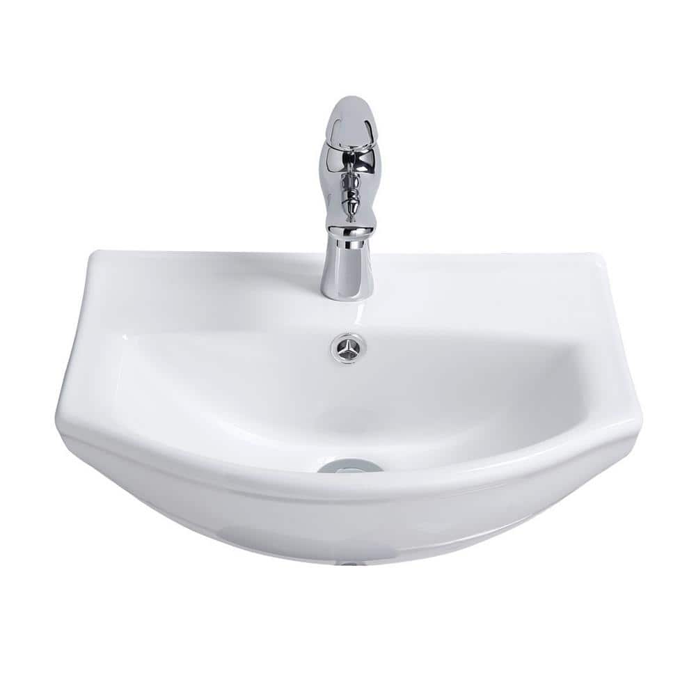 Arc 17.75" White Ceramic Wall-Mount Vessel Sink with Reno-Gloss Finish