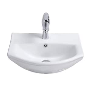 Tahoe 17-3/4 in. Wall Mounted Bathroom Sink in White with Overflow