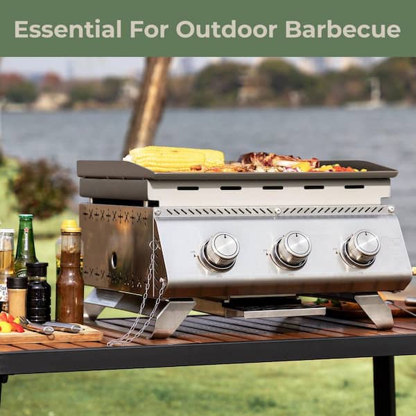 R.W.FLAME 3-Burner Portable Propane Gas Table Top Grill in