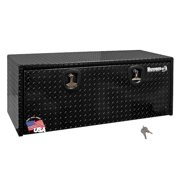 BUYERS PRODUCTS 24 in. x 24 in. x 48 in. Gloss Black Diamond Tread Aluminum Underbody Truck Tool Box