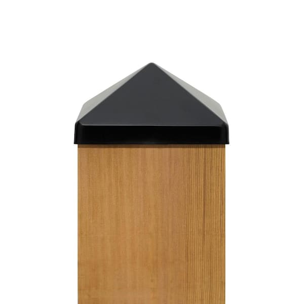Protectyte 8 in. x 8 in. Black Stainless Steel Pyramid Post Cap with 3/4 in. Lip