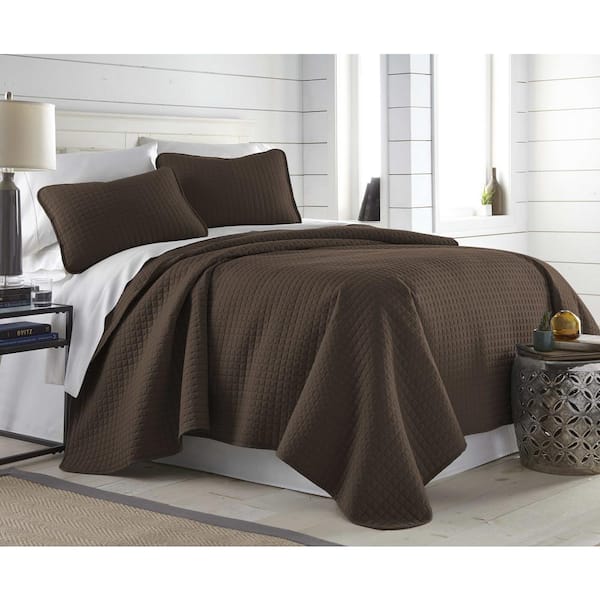 Southshore Fine Linens Vilano Oversized Brown Microfiber King Quilt and Sham Set