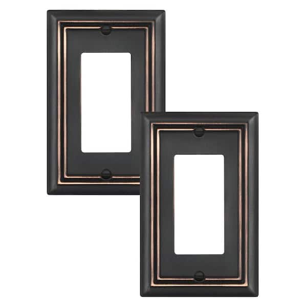 Standard 1-Gang Brushed Nickel Decorator/Rocker Outlet Metal Wall Plates (2-Pack)