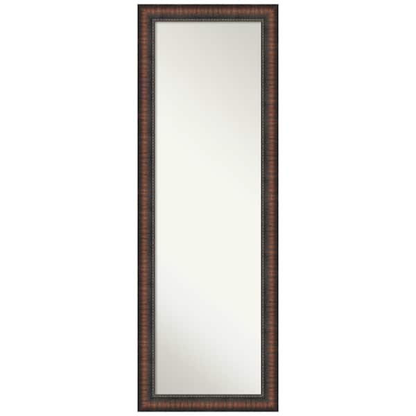 Amanti Art Caleb Brown 18 in. x 52 in. Non-Beveled Farmhouse Rectangle Framed Full Length on the Door Mirror in Brown