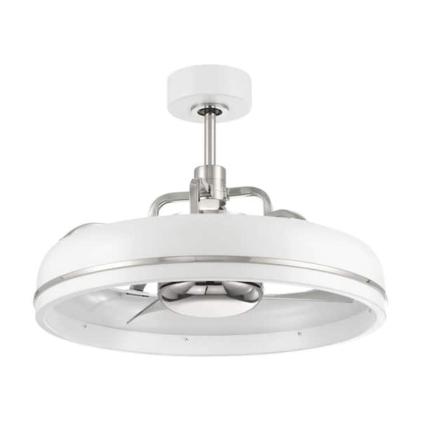 Taylor 20 in. Integrated LED Indoor White/Polished Nickel Dual Mount Ceiling Fan, Smart WI-FI Enabled Remote & Light Kit