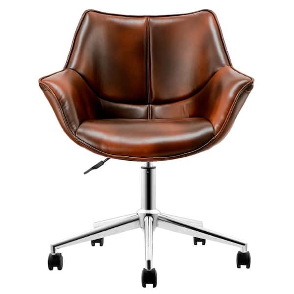 Boyel Living Adjustable Height Brown PU Leather swivel Office Chair
