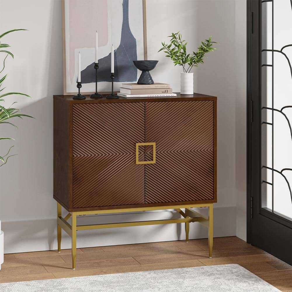 walnut JAYDEN CREATION Zacharias Walnut 34 in. Tall 2 - Door Modern