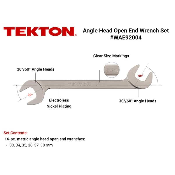 33-38 mm Angle Head Open End Wrench Set (6-Piece)