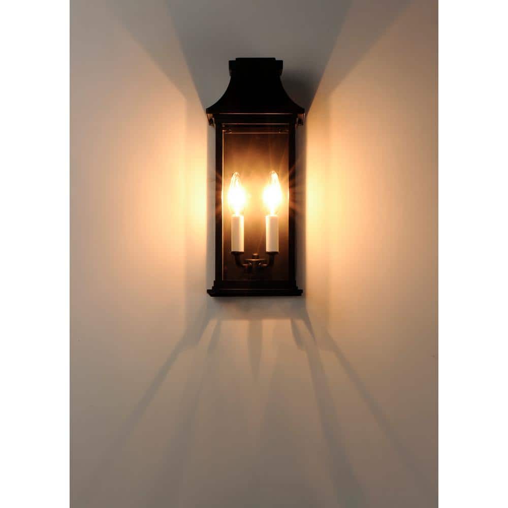 Vicksburg Black Aluminum 2-Light Outdoor Wall Sconce with Clear Glass
