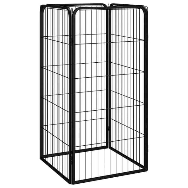 cenadinz Dog Playpen 19.7 in. x 39.4 in. 4-Panels Black Powder-Coated Steel
