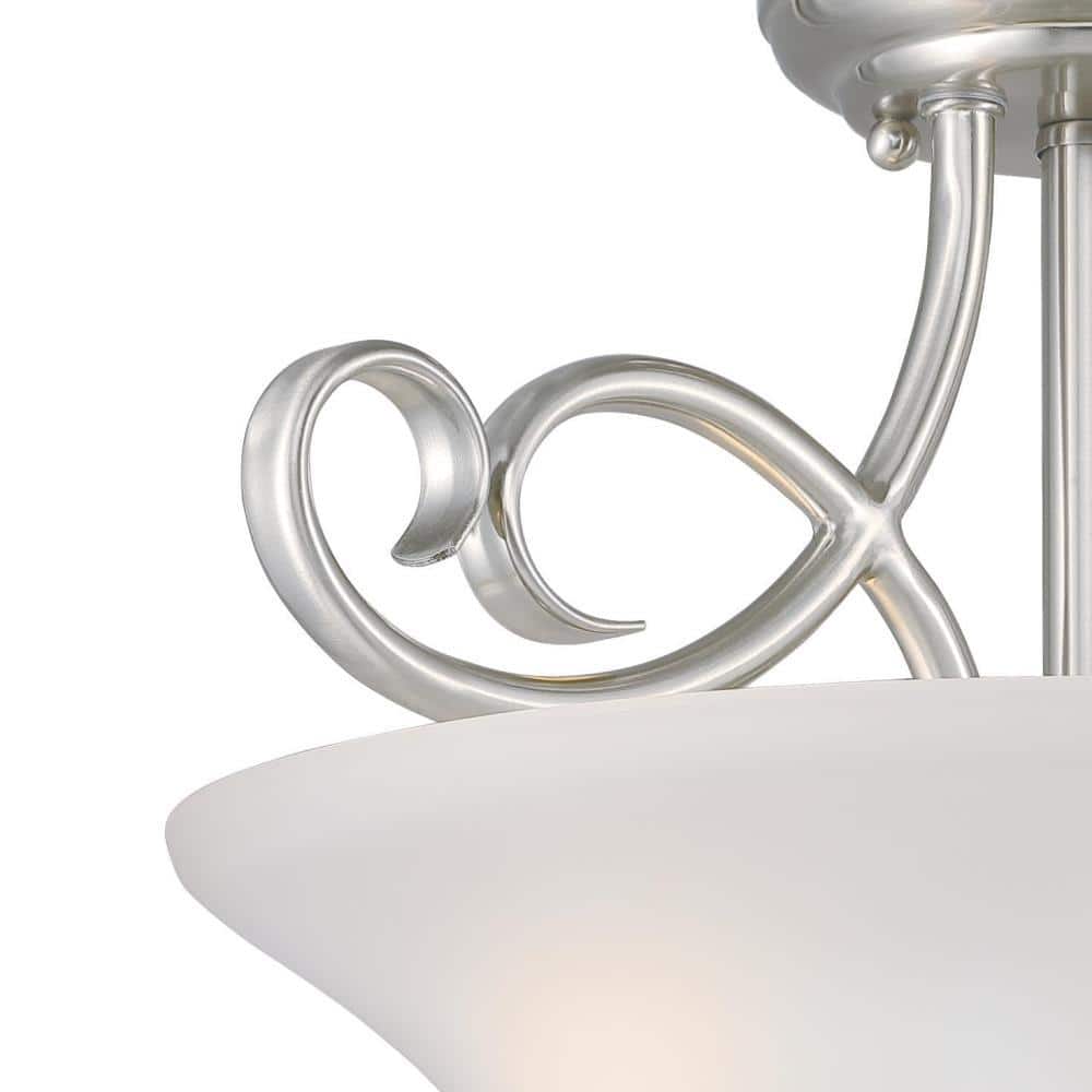 Dunmore Brushed Nickel and Frosted Glass 2-Light Ceiling Fixture