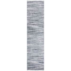 Lagoon Grey/Ivory 2 ft. x 9 ft. Striped Gradient Runner Rug