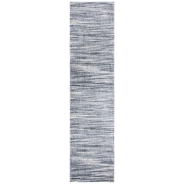 SAFAVIEH Lagoon Grey/Ivory 2 ft. x 9 ft. Striped Gradient Runner Rug