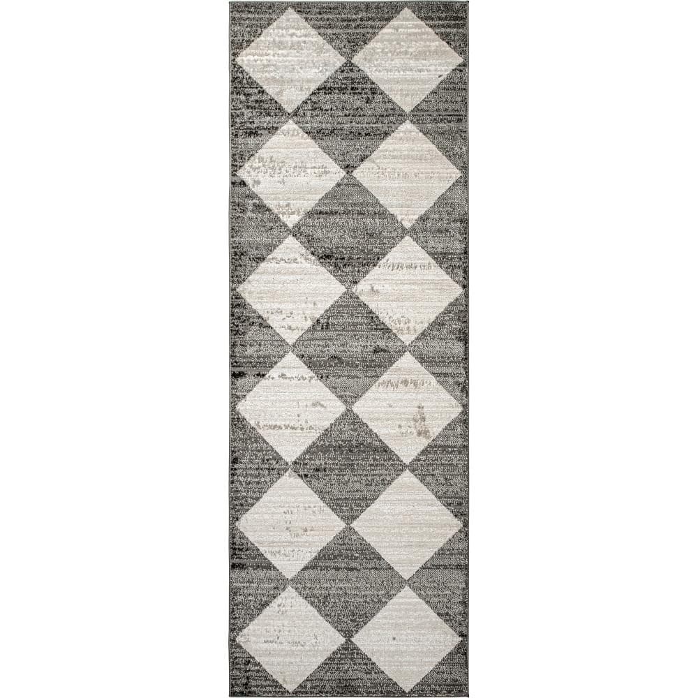 Gianna Gray 3 ft. x 6 ft. Contemporary Geometric Checker Tile Area Rug price history on PriceWatchPro