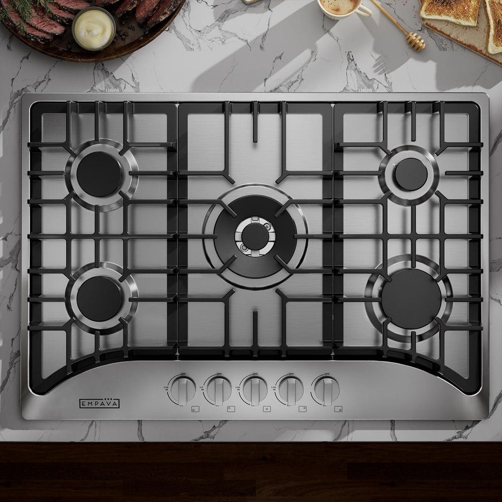 30 in. Gas Stove Cooktop with 5 Sealed Italy Sabaf Burners in Stainless Steel