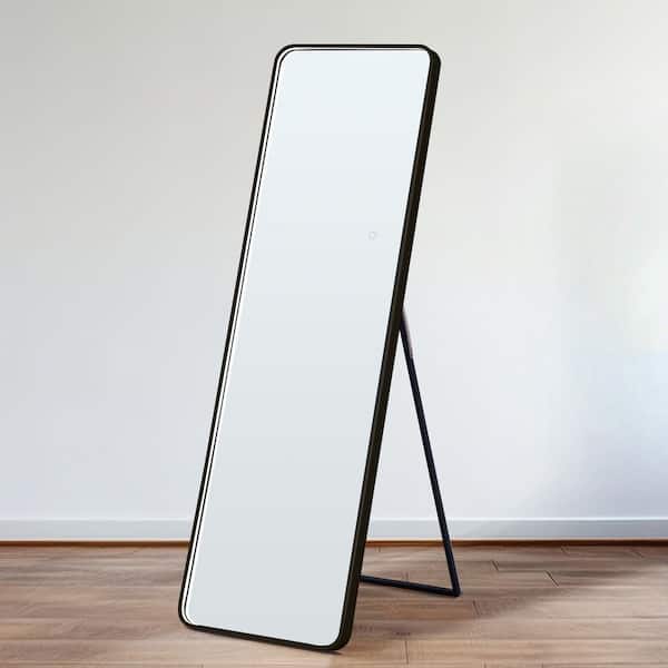 Black 19.7 in. W x 64.2 in. H Rectangle Metal Full Length Mirror with 3 Color Lighting