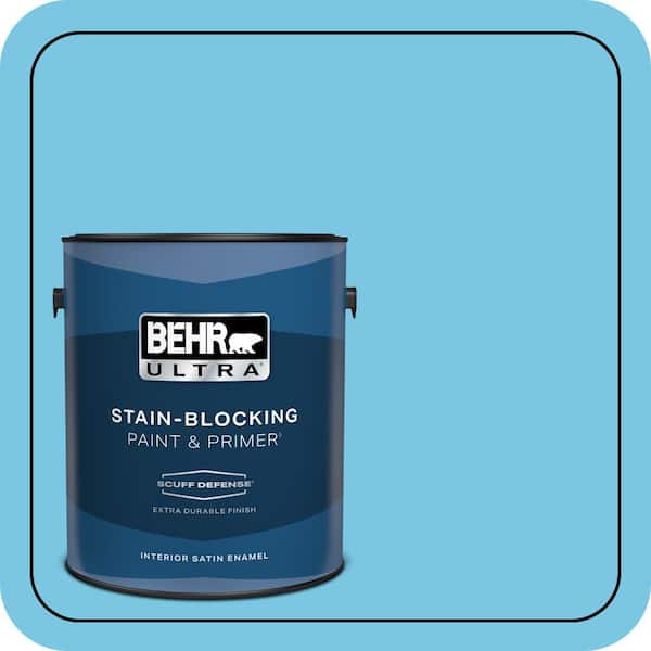 BEHR ULTRA 1 gal. #530B-4 Bliss Blue Extra Durable Satin Enamel Interior Paint & Primer