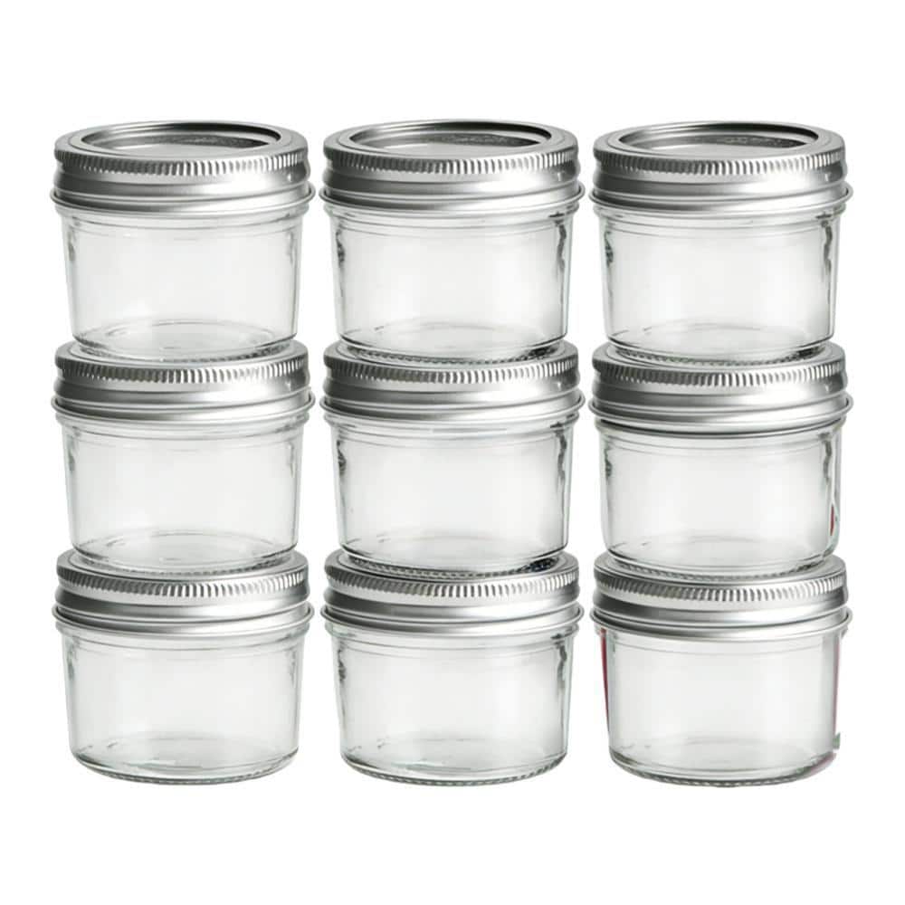 Esepony 4 oz. Glass Mason Jars for Spice, Jam, Honey, Jelly, Dessert, Shower Wedding Favors and DIY Candles Decor (8-Pack)