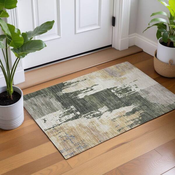 Chantille Machine Washable Indoor/Outdoor Abstract ACN2347 Olive 2 ft. x 3 ft. Accent Rug