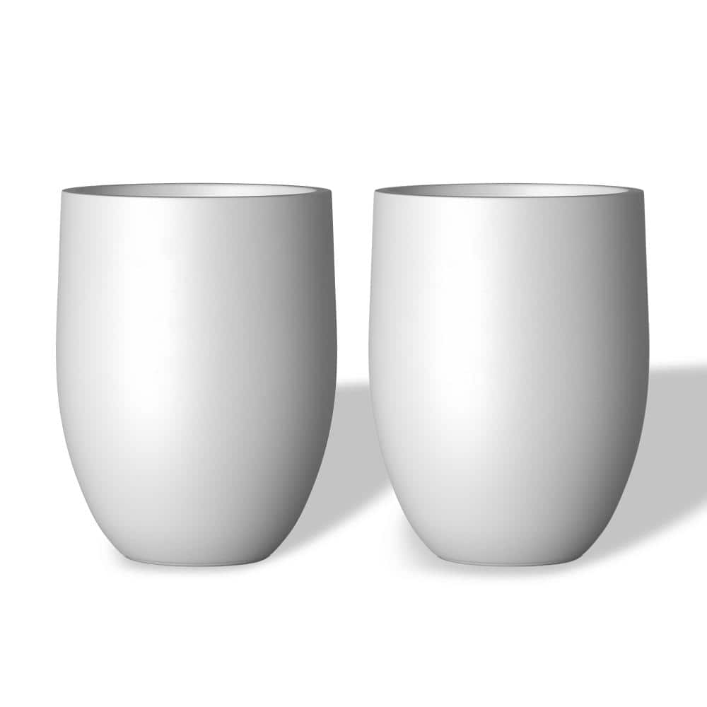 16in. x 22in. Crisp White Extra Large Tall Round Concrete Plant Pot / Planter for Indoor & Outdoor Set of 2 price history on PriceWatchPro