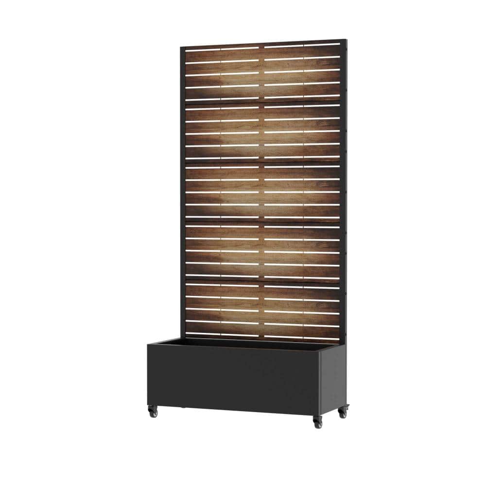 72 in. H x 35 in. W Dark Brown Planter Box with Trellis and Wheels Elevated Lattice Planter in Louver Pattern price history on PriceWatchPro