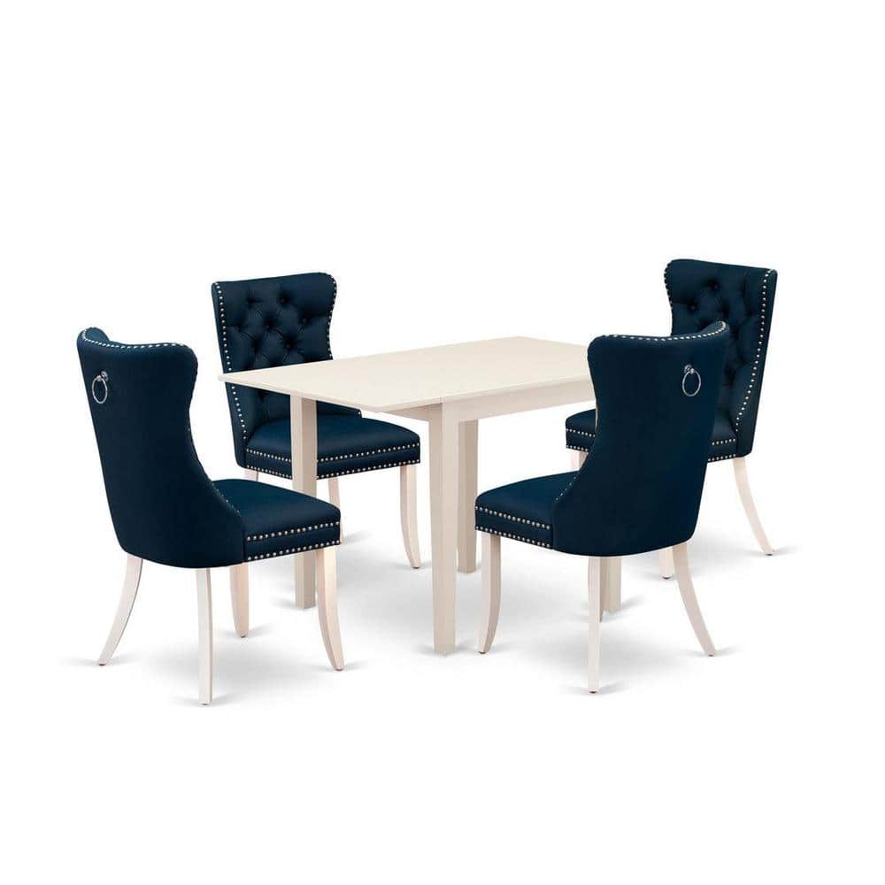 5-Piece Linen White Finish Solid Wood Top Rectangular Dining Room Set with Dropleaf (Seats-4) price history on PriceWatchPro