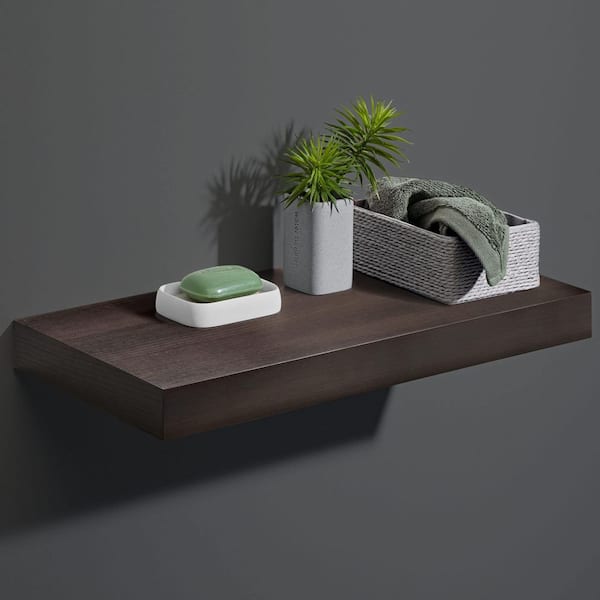 BIG BOY 35.4 in. x 9.8 in. x 2 in. Mocca MDF Floating Decorative Wall Shelf with Brackets